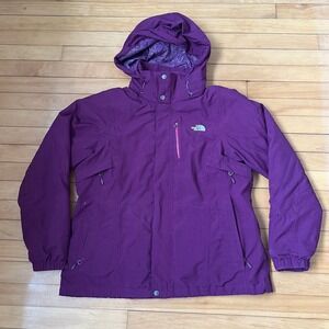 The North Face HyVent Purple Ski Jacket Hooded Waterproof Shell Womens Large